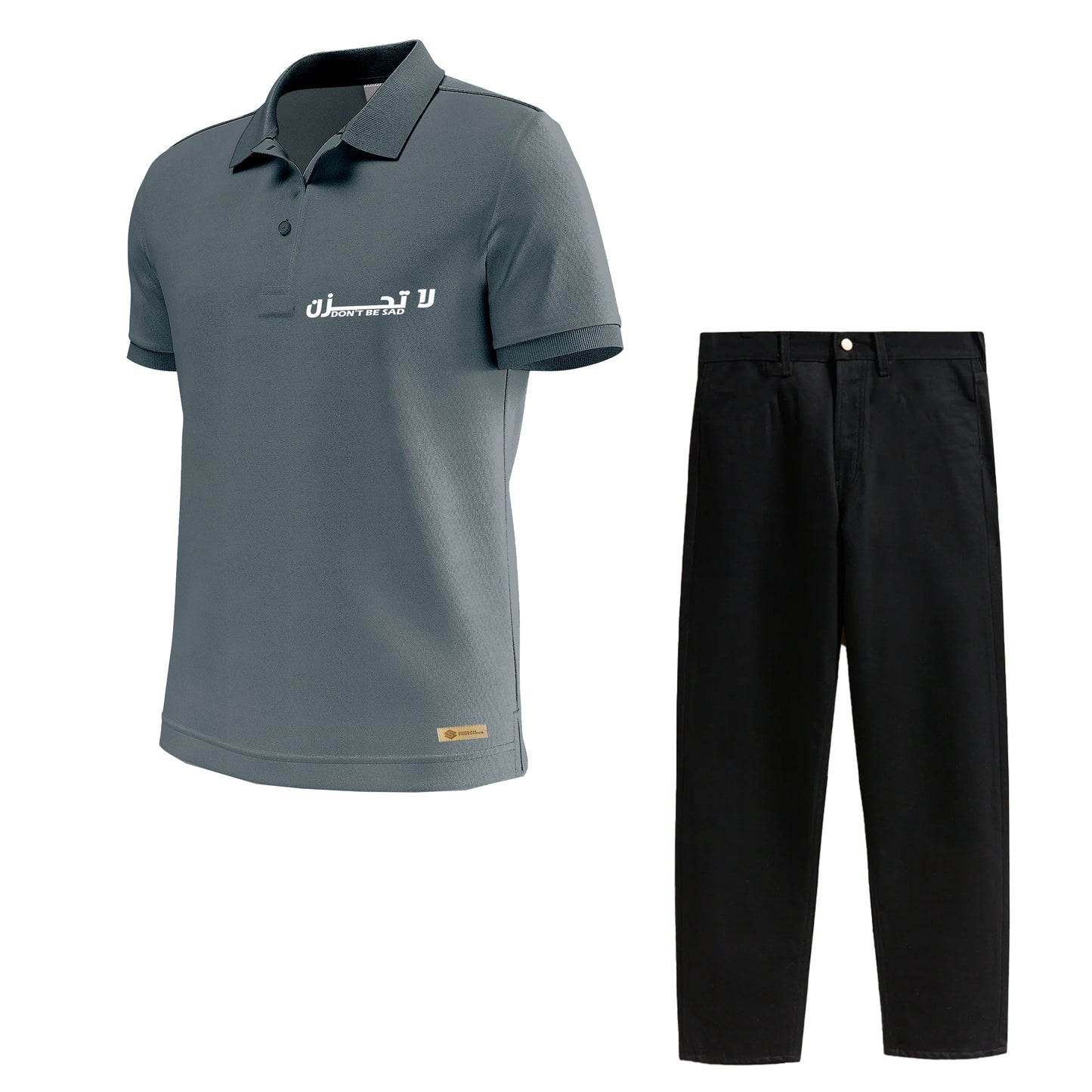 Combo Raglan Polo Shirt and Black Trouser Jeans