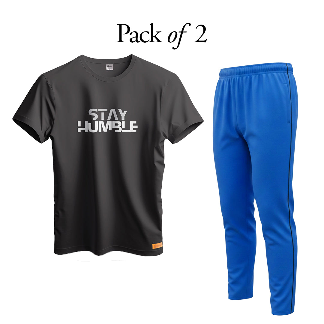 Pack of 2 Scuba Fabric Trouser and Dry fit T-Shirts