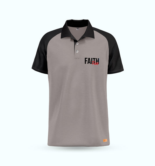 Ash Grey Black Raglan Polo Shirt