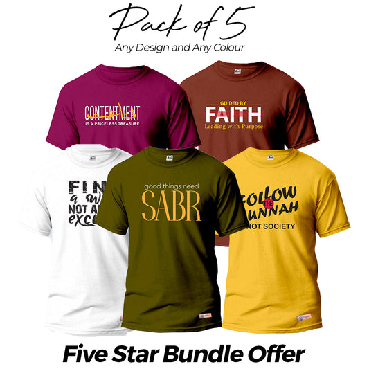 Five Star Bundle Deal Pack of 5 Round Neck Shirts