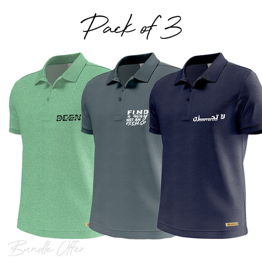 Pack of 3 Printed polo shirts