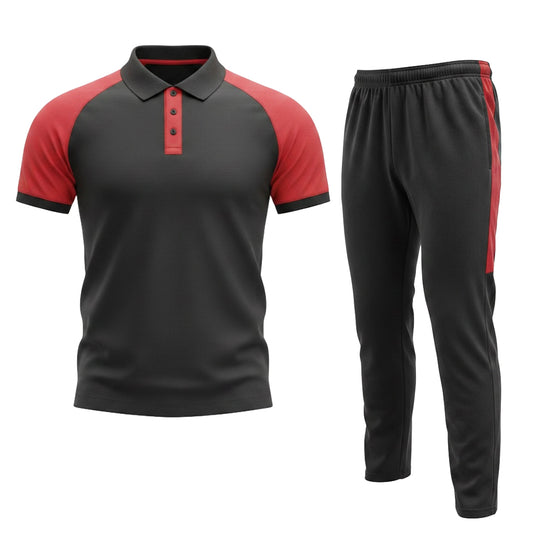 Black and Maroon Collar Tracksuit