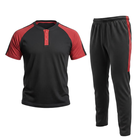 Black and Maroon Ban collar Tracksuit