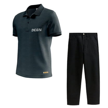 Combo Raglan Polo Shirt and Black Trouser Jeans