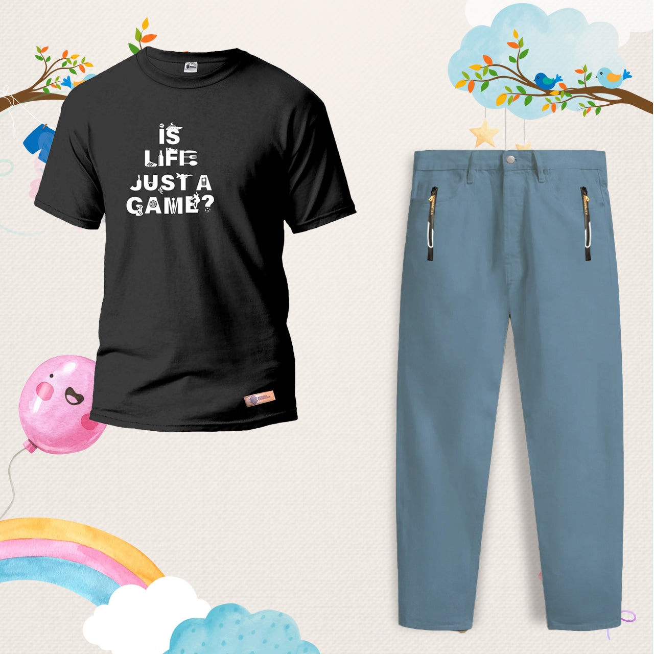 Combo Kids T-Shirt and Jeans Trouser