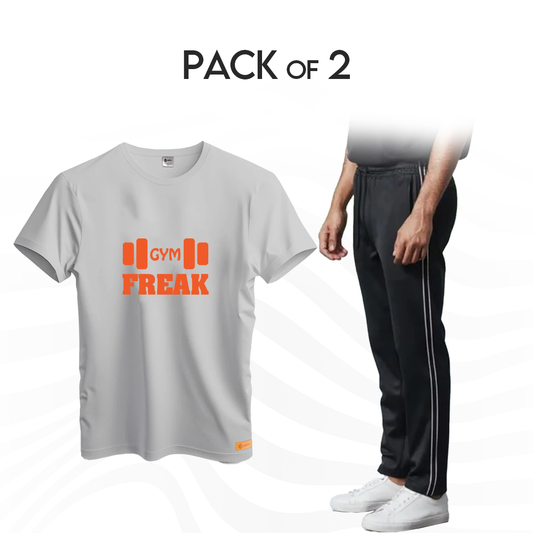Pack of 2 Scuba Fabric Trouser and Dry fit T-Shirts