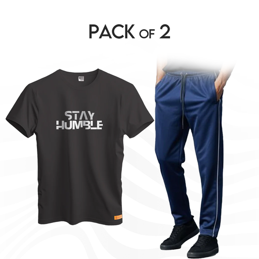 Pack of 2 Scuba Fabric Trouser and Dry fit T-Shirts