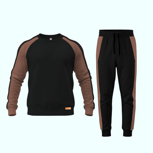 Black Brown Plain Sweatshirt Track Suit