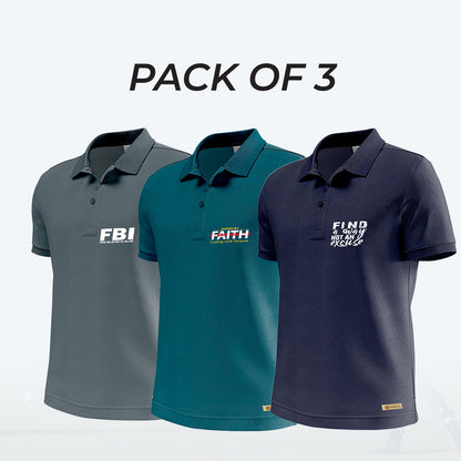 Pack of 3 Printed polo shirts