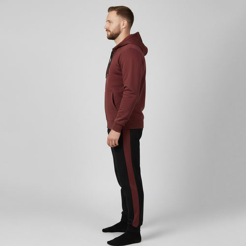Maroon and Black Kangaroo Hoodies Tracksuit Hover