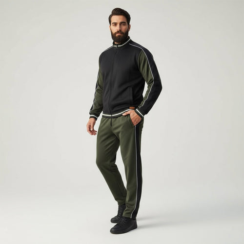 Black and Olive Green | Tracksuit Hover