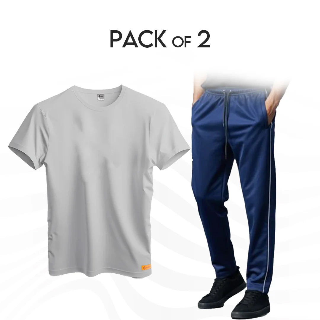Pack of 2 Scuba Fabric Trouser and Dry fit T-Shirts