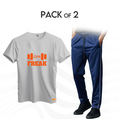 Pack of 2 Scuba Fabric Trouser and Dry fit T-Shirts