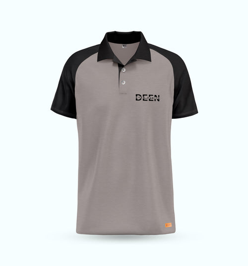Ash Grey Black Raglan Polo Shirt
