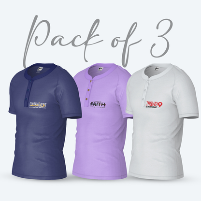 Pack of 3 Printed Henley Shirt