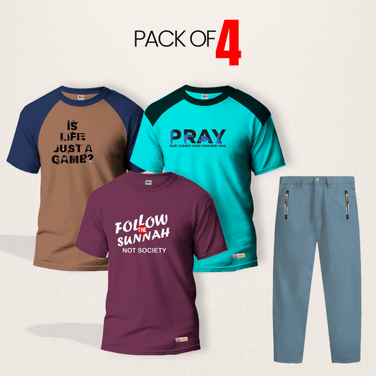 Pack of 4 Combo Kids T-Shirt and Jeans Trouser