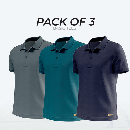 Pack of 3 Basic plain polo shirts
