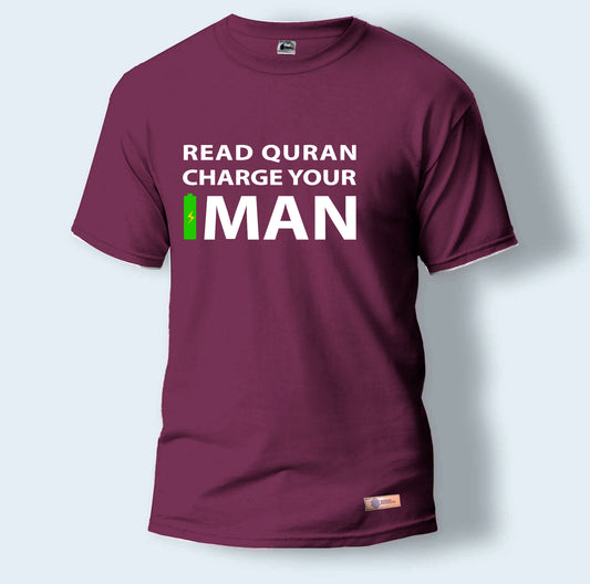 Read Quran Charge Your Iman | Round Neck T-Shirt for Men