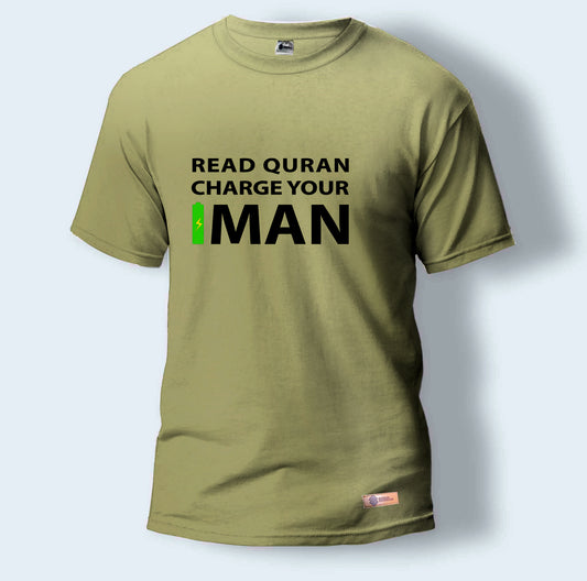 Read Quran Charge Your Iman | Round Neck T-Shirt for Men