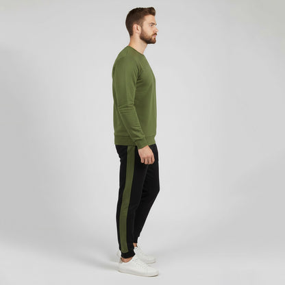 Olive Green and Black Sweatshirt Tracksuit