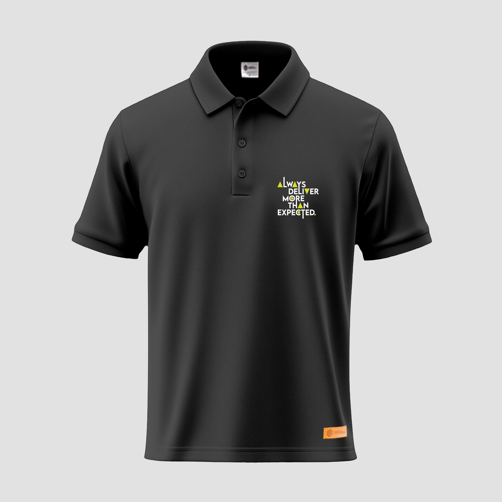 Sunnah Conscious polo shirt with printed "Always Deliver More Than Expected"
