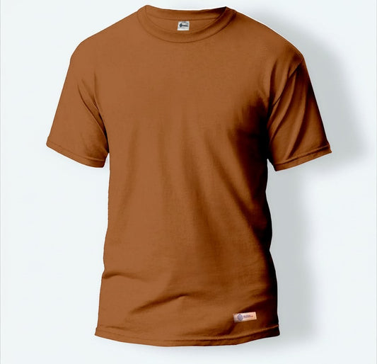 Sunnah Conscious brown round neck t-shirt in 100% pure cotton for a minimalist casual everyday look.