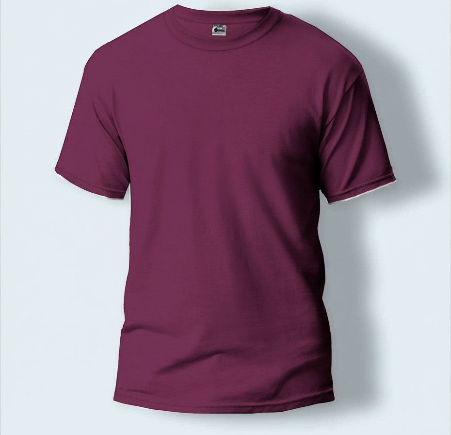 Sunnah Conscious maroon round neck t-shirt in 100% breathable cotton for casual everyday wear.