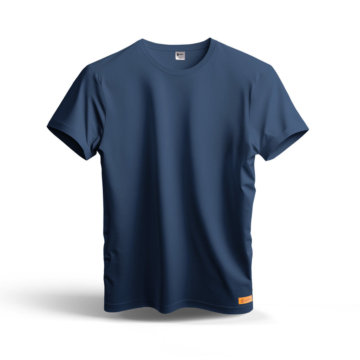 Sunnah Conscious plain navy blue dry fit t-shirt made from breathable mesh fabric for athletic or casual wear.