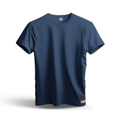 Sunnah Conscious plain navy blue dry fit t-shirt made from breathable mesh fabric for athletic or casual wear.