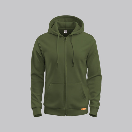 Olive Green Zipper Hoodie